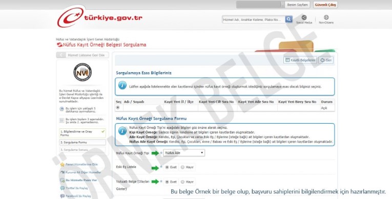 E-Devlet üzerinden Nüfus Kayıt Örneği İndirmek 8 Screenshot 3