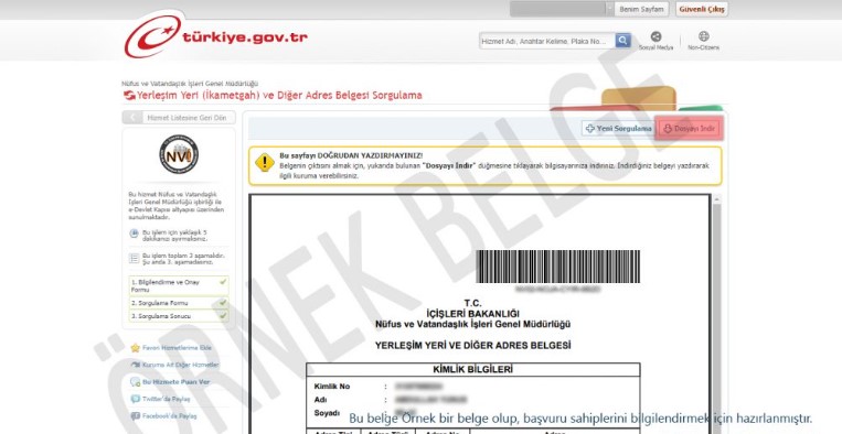 E-Devlet üzerinden Barkodlu İkametgah belgesi indirmek 12 Screenshot 8